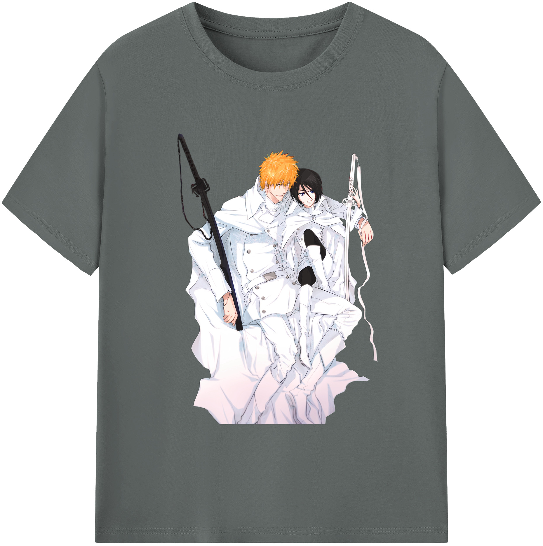 （画像用） ブリーチ 黒崎一護（くろさき いちご）BLEACH Kurosaki Ichigo 綿100％ メンズ半袖Tシャツ｜肌触りやわらか＆通気性
